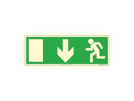 SYSTEMTEXT Skylt Nödutrymning rak Supernova AFS 420x148 - Lyreco - Skyddsutrustning - Säkerhetsmärkning och skyltar - Skyltar