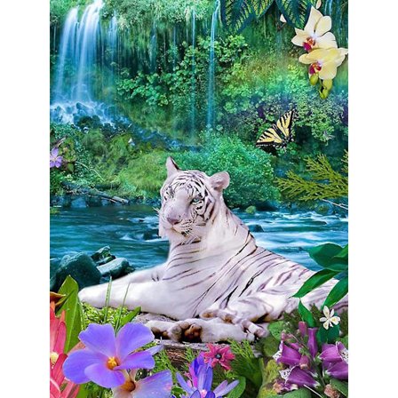 30 x 40 cm, Le Tigre Diamantmålning Broderi Diamantmålning