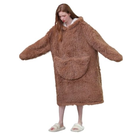 Shaggy Oversized Hoodie Sweatshirt Pläd Unisex Storlek