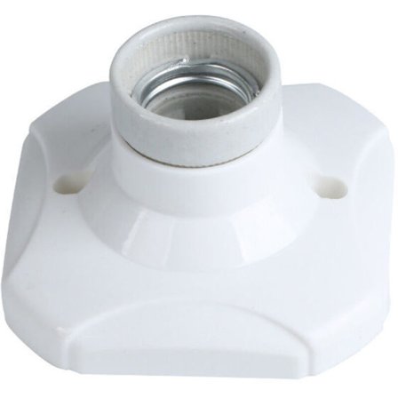 2-pakning E27 LED-pæresokkel, E27 keramisk sokkel og plastbase, E27 veggsokkel, hvit E27-sokkel med ring for inngangs-/tak-/balkongbelysning