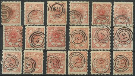 Danmark - Planche med 18 stk. AFA 13