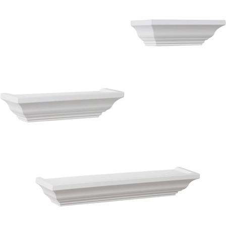 Rootz barokstil væghyldesæt - Flydende hylder - Dekorativ skærm - MDF af høj kvalitet - Fugtbestandig - 45,7 cm, 30,4 cm, 25,4 cm