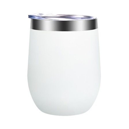 Isolerad vinglas med lock i roséguld, dubbelväggigt rostfritt stål utan fot, isolerat vinglas, hållbar isolerad kaffemugg,