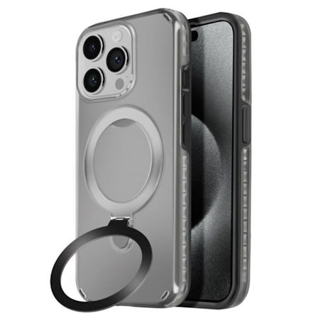 Coque MagSafe för iPhone 15 Pro Max Stöttålig med Fällbart Stöd Svart