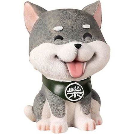 Hvalpe sparebøsse møntholder Husky Shiba Inu hundehvalp sparegris til piger drenge sød hunde sparebøsse dyrefigur boligindretning, grå