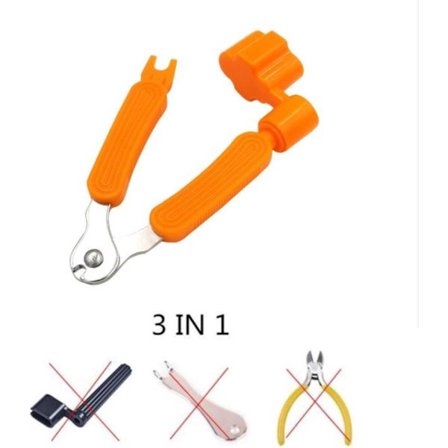 3-i-1 Gitarrstämningsverktyg | Go-Go Gadget | Multifunktionell | Stallpinnborttagare | Strängklippare | Gitarrstämning | Orange