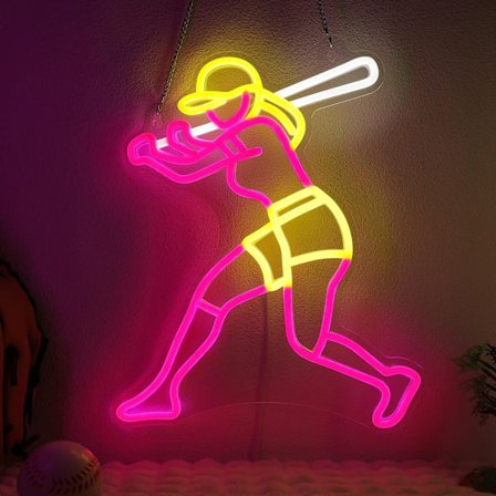 Baseballspiller Neon Bold Lys Skilt Kvindelig Fanklub Fødselsdagsgave Softball Glødende Skilt