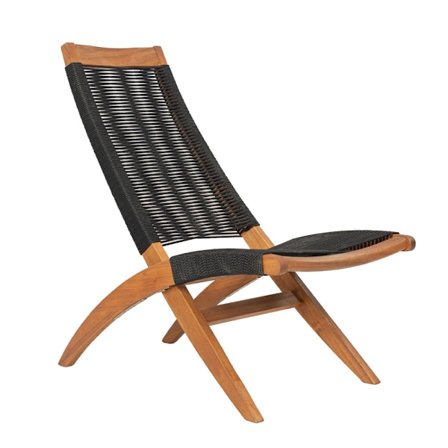 Musta köysi- ja akaasiapuutuoli, 57x86,5x89 cm