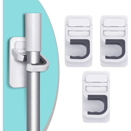 3-PAK Kosteskaftholder, Mopskaftholder, Selvklæbende Ingen Boring Super Anti-Slip Kosteskaft