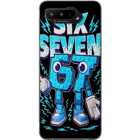 Kompatibelt Mobilskal till Asus Asus ROG Phone 5 Lekfull blå illustration med siffrorna Six Seven i retro arkadstil med stark typografi och grafisk g