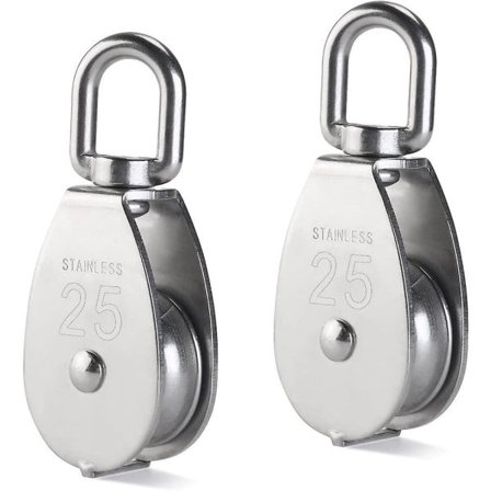 2-pakkia 25 mm yksinkertaisia hihnapyöriä, M25 hihnapyörärullat, kuormitus 400 kg