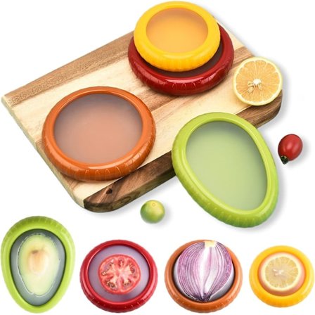 4-pak Silikon Frugt Opbevaringsboks Hold Frisk Grøntsager, Frugt og Kød