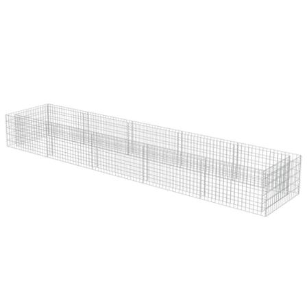 Vidaxl Planteringsgabion Upphöjd Galvaniserat Stål 450x90x50 Cm Silver
