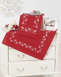 Broderikit Duk Järnek på rött - Duftin