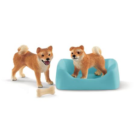Schleich Farm World Shiba Inu Tik Och Valp 42479 Multifärg
