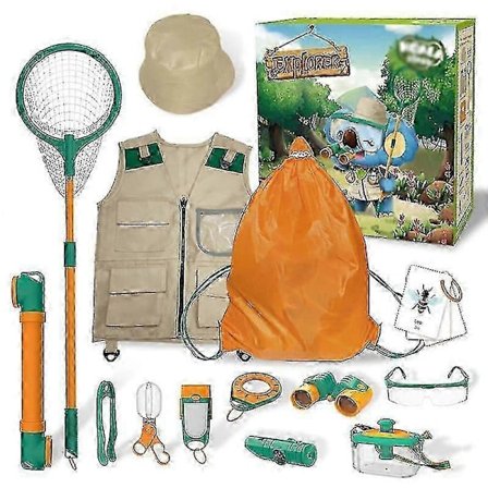 Barn Utomhus Explorer Kit Barn Kikare Äventyr Insektsfångst Kit Camping Leksaker Lastväst Hatt Äventyrsset Barnpresent