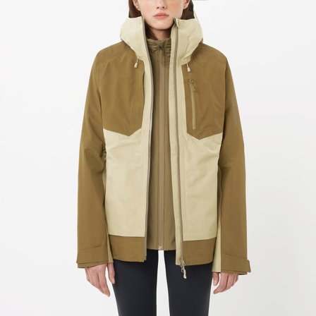 Salomon - Shelljacke Damen Outline 3l Gore-tex - Gray Green / Brilliant Olive