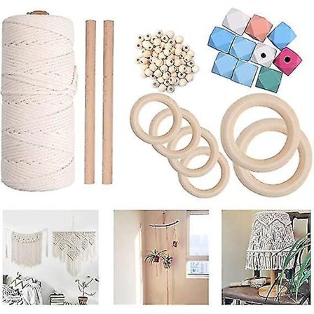 119 stk Makrame-Snøre 100m 3mm Naturlig Bomuldssnor