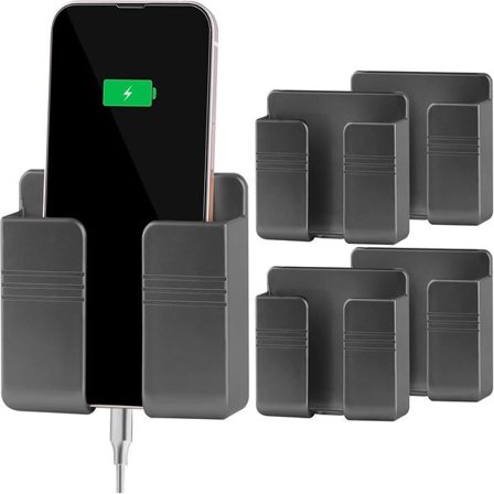 4 st Väggmonterade Telefonhållare, Telefonställ med Hål för Datakabel/Självhäftande. Telefonhållare för Dusch/Laddning. Kompatibel med iPhone