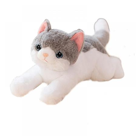 Mjuk kattplyschleksaker, bedårande kattplyschleksaker för pojkar och flickor 3+ år, mjuka kattungeplyschdjurleksaker kattfestgåva (grå)