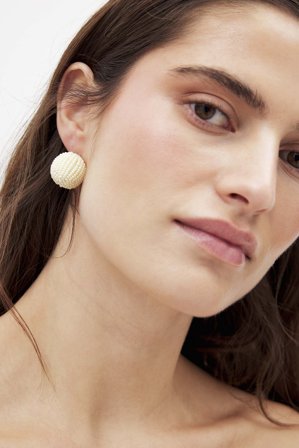 NA-KD - Runde øreringer med perler - Smykker - Hvit - One Size