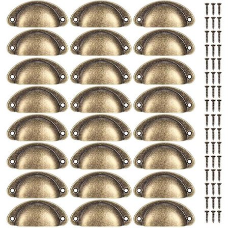 24 stk Vintage Skjell Håndtak, Halvsirkulære Skuffeskuffer, Møbler