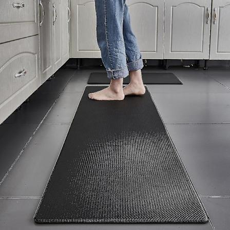 Vandtæt skridsikker køkkenmåtte | Tyk polstret anti-træthedstæppe | 45x75cm, sort