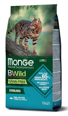 Monge B Wild Grain Free Sterilised Con Tonno e Piselli Cibo Secco
