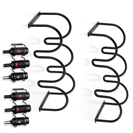 Vinställ - Väggmonterat vinställ - 2 delar - Hängande vinställ - 6 flaskor - Hängande ställ - Glasställ - Vinglasställ - Vinglashållare