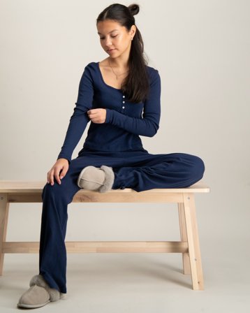 RYVLS Pointelle L/S Tee Blauw Tops/blouses Meisjes - Kids Brand Store