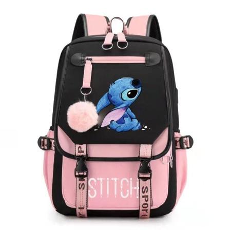 stitch rygsæk børn rygsække rygsæk med USB stik 1 stk 0 lyserød 2