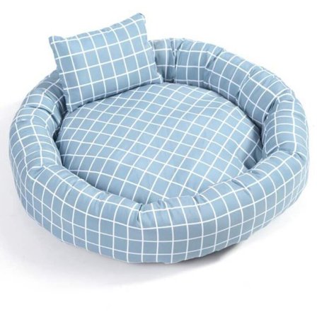 Blå Rund Valpe Kennel Katteseng Bomulls Pude Matte med Pude Små Hunder Rede