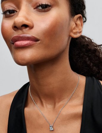 Pandora Disney Stitch Pendant Necklace With Clear Cubic Zirconia, Purple, Blue And Black Enamel - Silver - 45 CM