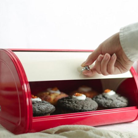 Rød Brødboks For Kjøkkenbenk Brødkasse Oppbevaringsbeholder For Brød,