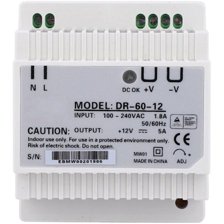 DR-60-12 DIN-skena Strömförsörjning 60W Enkel Utgångsspänning Transformator med LED-Display Kompatibel med LED-Belysning Industriell Kontroll 1st