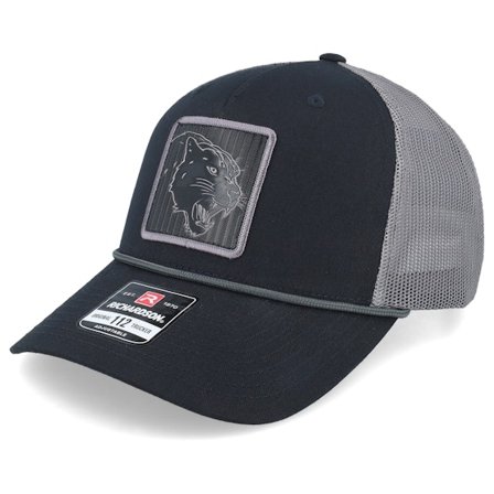 Iconic - Panther Black Metallic Patch Black/Charcoal Rope Trucker Trucker Black Cap - @ Hatstore