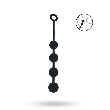 Round Silicone Anal Balls - L - 40mm - Black