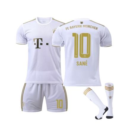 Bayern 22/23 bortatröja Sane No.10 Fotbollströja 3-delade kit för barn Vuxna L(175-180CM)