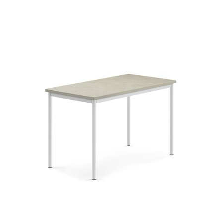 Desk SONITUS, 1200x700x760 mm, light grey linoleum, white