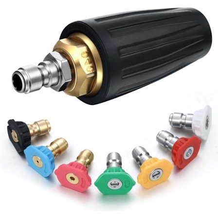 4000 PSI Roterende Turbo Dyse til 4.0 GPM Højtryksrenser 7 Multi Graders Spray Dyse Tips 0 15 25 40 65 Grader Skyl Sæbe