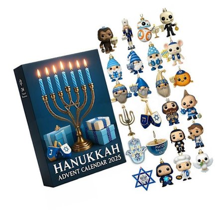 24 dagers julekalender Hanukka-julekalender med akrylfigurer Ornament til juletre Menora[HK]