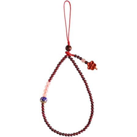 Mobiltelefon Lanyard Rem Naturlig Granat Charm Hänge Handledssnöre