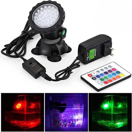 Dammlampor LED undervattens 3,5W, nedsänkbara swimmingpoollampor med fjärrkontroll, 36 lysdioder, färgglada, Deko för landskap