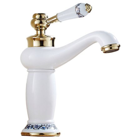 Antik Keramisk Mässing Badrumsblandare Blå Porslin Köksblandare Varmt/Kallt Vatten Blandare