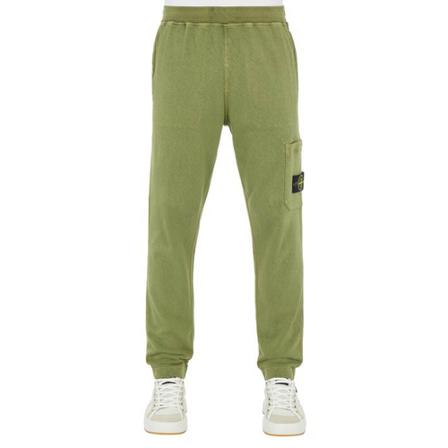 Stone Island Malfile Fleece_Garment Dyed OLD Effect pants , Groen , Heren , Maat: M