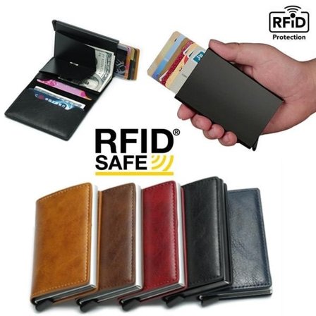 PopUp Smart Card Holder ejects 8 cards RFID-NFC Secure Black