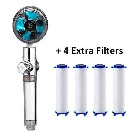 Propel brusehoved højtrykssæt 360 roter med 1 gratis vandfilter gylden blæser turbolader ren regnspiral helix øko bruser