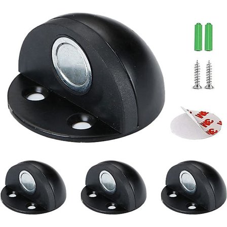 Magnetisk dörrstopp, dörrstopp i rostfritt stål, dörrstopp, självhäftande med monteringsskruvar och 3M-lim, kan skydda väggar och dörrar från skador (