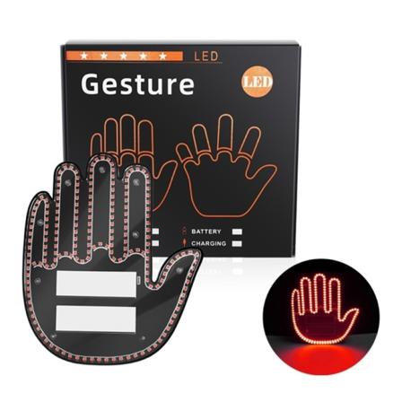 Universelt LED-belyst gestuslys med fjernbetjeningsskilte til vejrage. Fingerlampe