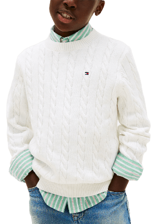 Tommy Hilfiger Kabelstickad pullover Hoodies & sweatshirts Herr Vit 140